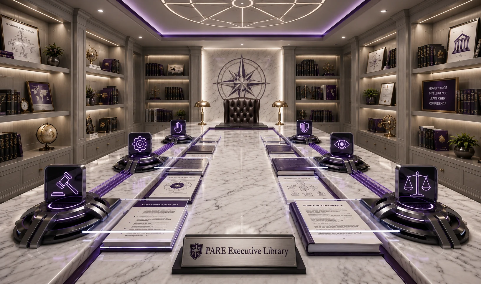 PARE Executive Library combining traditional scholarship with modern governance intelligence.